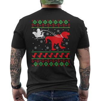 Ugly Christmas Sweater Dinosaur Men's T-shirt Back Print | Mazezy