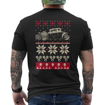 Ugly Hot Rod Christmas Sweater Men's T-shirt Back Print | Mazezy