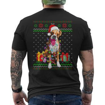 Ugly Sweater Christmas Lights Boxer Dog Lover Men's T-shirt Back Print - Monsterry AU