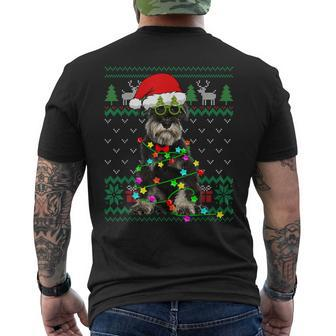 Ugly Sweater Christmas Lights Schnauzer Dog Puppy Lover Men's T-shirt Back Print | Mazezy