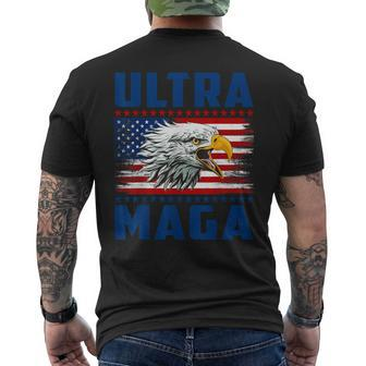 Ultra Maga Cool Made In Usa Black American Flag Eagle Men's T-shirt Back Print - Thegiftio UK