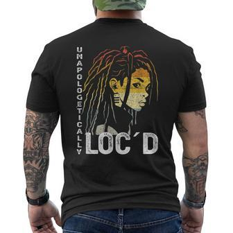 Unapologetically Locd Black Queen Melanin Locd Hair Mens Back Print T-shirt | Mazezy
