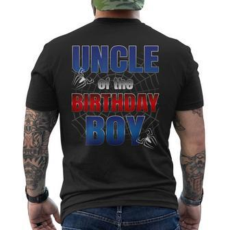Uncle Birthday Boy Spider Web Birthday Party Decorations Men's T-shirt Back Print - Thegiftio UK
