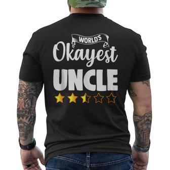 Uncle Funny Worlds Okayest Uncle Mens Back Print T-shirt | Mazezy