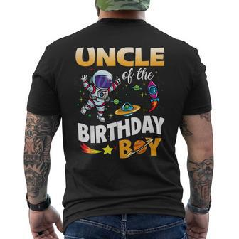 Uncle Of The Birthday Boy Space Astronaut Birthday Family Mens Back Print T-shirt | Mazezy