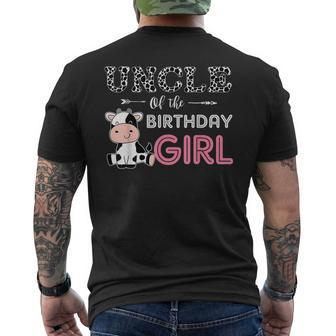 Uncle Of The Birthday Girl Farm Cow Uncle Matching Family Mens Back Print T-shirt - Thegiftio UK