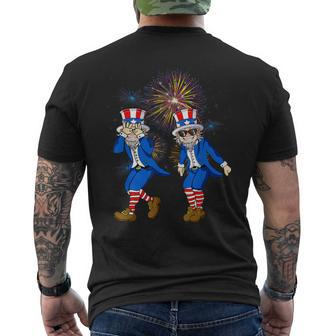 Uncle Sam Griddy Dance 4Th Of July Fireworks Boys Girls Men Mens Back Print T-shirt - Seseable