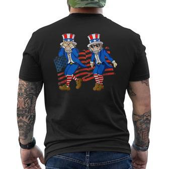 Uncle Sam Griddy Dance Funny 4Th Of July American Flag Men's Crewneck Short Sleeve Back Print T-shirt