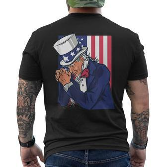 Uncle Sam Praying Us American Patriotic Culture 4Th July Mens Back Print T-shirt | Mazezy
