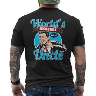 Uncle - Worlds Okayest Uncle Mens Back Print T-shirt | Mazezy