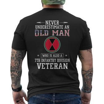 Never Underestimate A 7Th Infantry Division Veteran Men's Back Print T-shirt | Mazezy