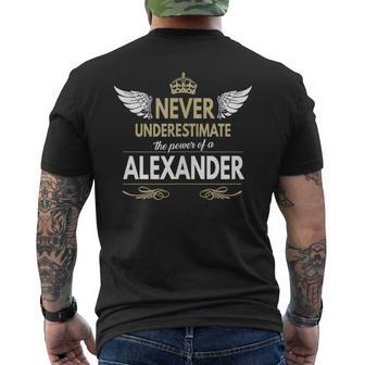 Never Underestimate Alexander Men's T-shirt Back Print - Seseable