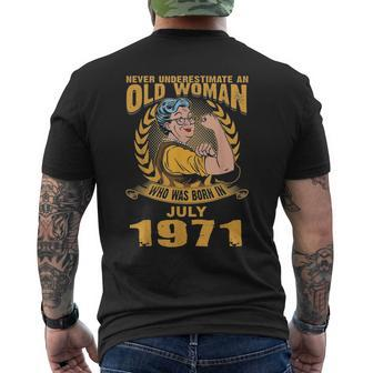 Never Underestimate Who Born In July 1971 Men's T-shirt Back Print | Mazezy UK