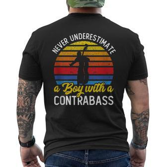 Never Underestimate A Boy With A Contrabass Double Bass Men's T-shirt Back Print | Mazezy