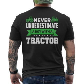 Never Underestimate A Boy With A Tractor Farming Men's T-shirt Back Print - Thegiftio UK