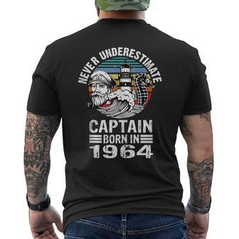 Never Underestimate Captain Born In 1964 Captain Sailing Men's T-shirt Back Print | Mazezy