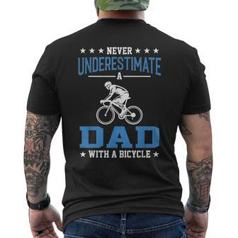 Never Underestimate A Dad With A Bicycle Cycling Men's T-shirt Back Print - Monsterry AU