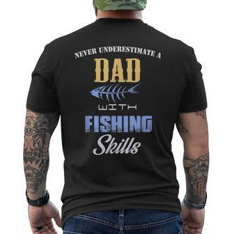 Never Underestimate A Dad Fishing Father's Day Men's T-shirt Back Print | Seseable CA