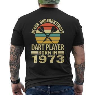 Never Underestimate Dart Player Born In 1973 Dart Darts Men's T-shirt Back Print - Seseable
