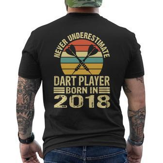 Never Underestimate Dart Player Born In 2018 Dart Darts Men's T-shirt Back Print - Seseable