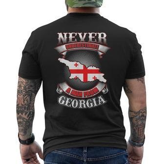 Never Underestimate Georgia Georgia Country Map Men's T-shirt Back Print | Mazezy