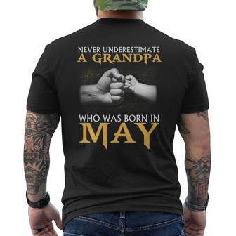 Never Underestimate A Grandpa Born In May T Men's T-shirt Back Print | Seseable CA