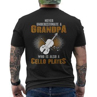 Never Underestimate Grandpa Who Is Also A Cello Player Men's T-shirt Back Print | Mazezy