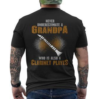 Never Underestimate Grandpa Who Is Also A Clarinet Player Men's T-shirt Back Print | Mazezy
