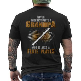 Never Underestimate Grandpa Who Is Also A Flute Player Men's T-shirt Back Print | Mazezy