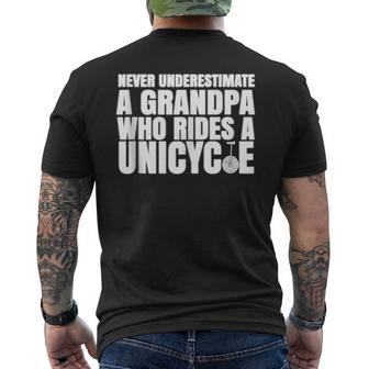 Never Underestimate A Grandpa Who Rides A Unicycle Men's T-shirt Back Print - Seseable
