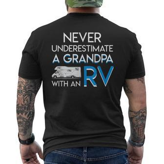 Never Underestimate A Grandpa With An Rv Rv Camping Grandpa Men's T-shirt Back Print - Seseable