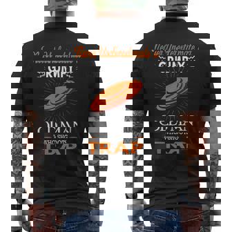 Never Underestimate Grumpy Old Man Shoots Trap Men's T-shirt Back Print | Mazezy