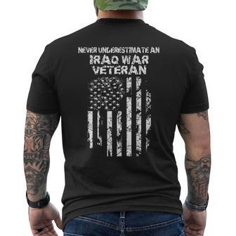 Never Underestimate An Iraq War Veteran Men's T-shirt Back Print - Monsterry