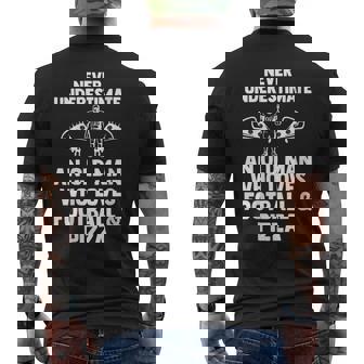 Never Underestimate Who Loves Football & Pizza Football Men's T-shirt Back Print - Thegiftio