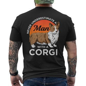 Never Underestimate A Man With A Corgie Dog Lover Men's T-shirt Back Print - Monsterry CA