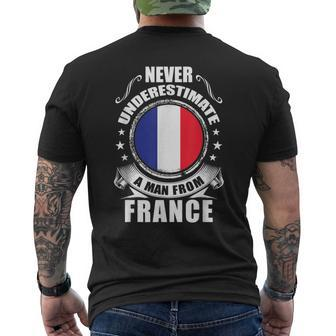 Never Underestimate A Man From France French Flag Men's T-shirt Back Print - Seseable