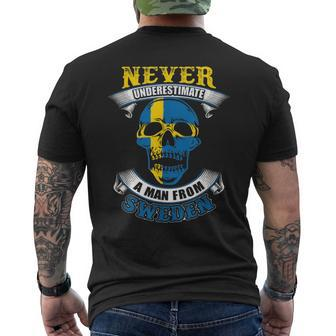 Never Underestimate A Man From Sweden Idea For Swedes Men's T-shirt Back Print | Mazezy