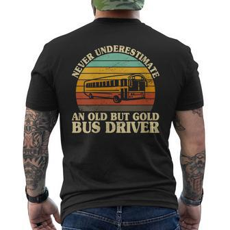 Never Underestimate An Old Bus Driver Busdriver School Bus Men's T-shirt Back Print - Monsterry
