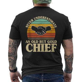 Never Underestimate An Old Chief Police Officer Sheriff Men's T-shirt Back Print - Monsterry UK