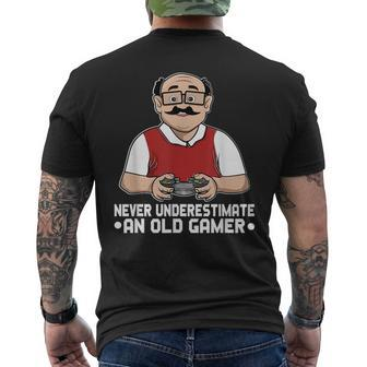 Never Underestimate An Old Gamer Controller Video Gaming Men's T-shirt Back Print | Mazezy AU
