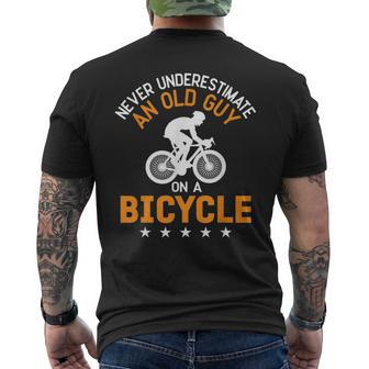 Never Underestimate An Old Guy On A Bicycle Cycling Mens Men's T-shirt Back Print - Seseable
