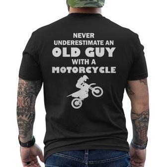 Never Underestimate An Old Guy On A Motorcycle Bike Men's T-shirt Back Print - Seseable