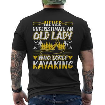 Never Underestimate An Old Kayaking Lady Men's T-shirt Back Print - Monsterry AU