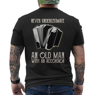 Never Underestimate An Old Man With An Accordion Musician Men's T-shirt Back Print - Monsterry