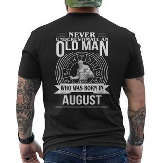 Never Underestimate An Old Man In August Zodiacil Men's T-shirt Back Print | Mazezy DE