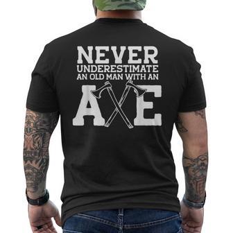 Never Underestimate An Old Man With An Axe Meme Men's T-shirt Back Print - Monsterry AU