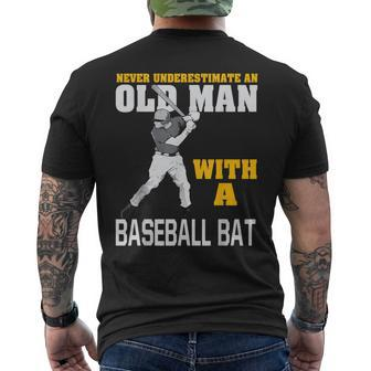 Never Underestimate An Old Man With A Baseball Bat Men's T-shirt Back Print - Seseable