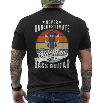 Never Underestimate An Old Man With A Bass Guitar Vintage Men's T-shirt Back Print | Mazezy