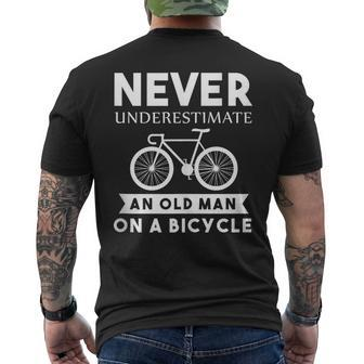 Never Underestimate An Old Man On A Bicycle Cycling Men's T-shirt Back Print | Mazezy