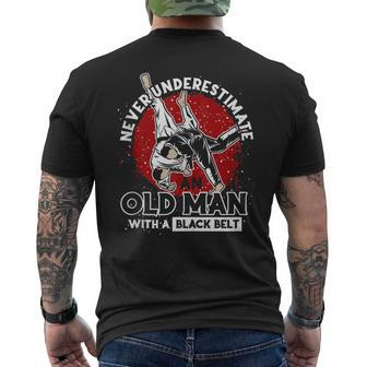 Never Underestimate An Old Man With A Black Belt Judo Men's T-shirt Back Print - Thegiftio UK